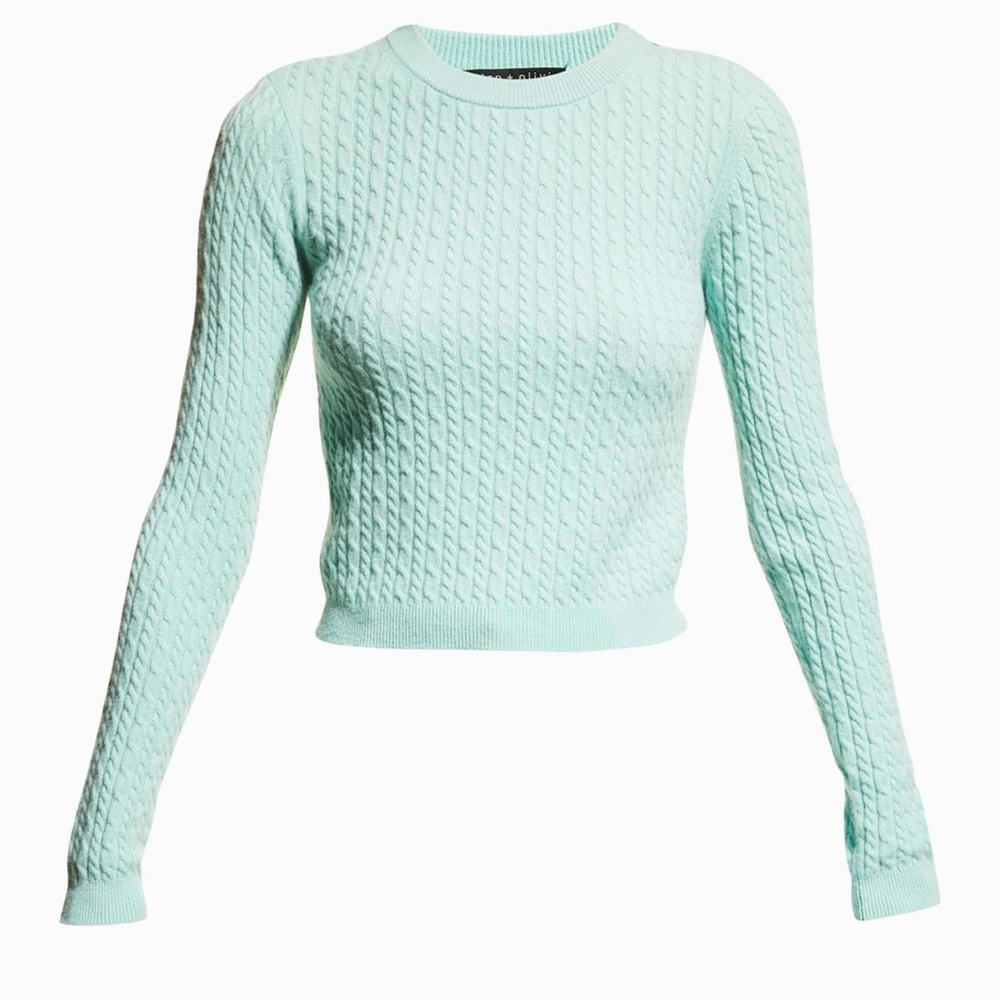 Alice + Olivia, size: xs, color: breeze, beautiful cashmere cropped sweater